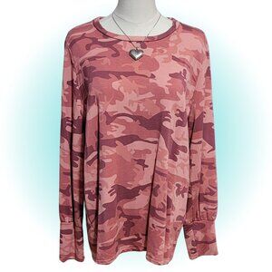 G.I.L.I. PINK CAMO PRINTED SWEATSHIRT SOFT COZY EUC L